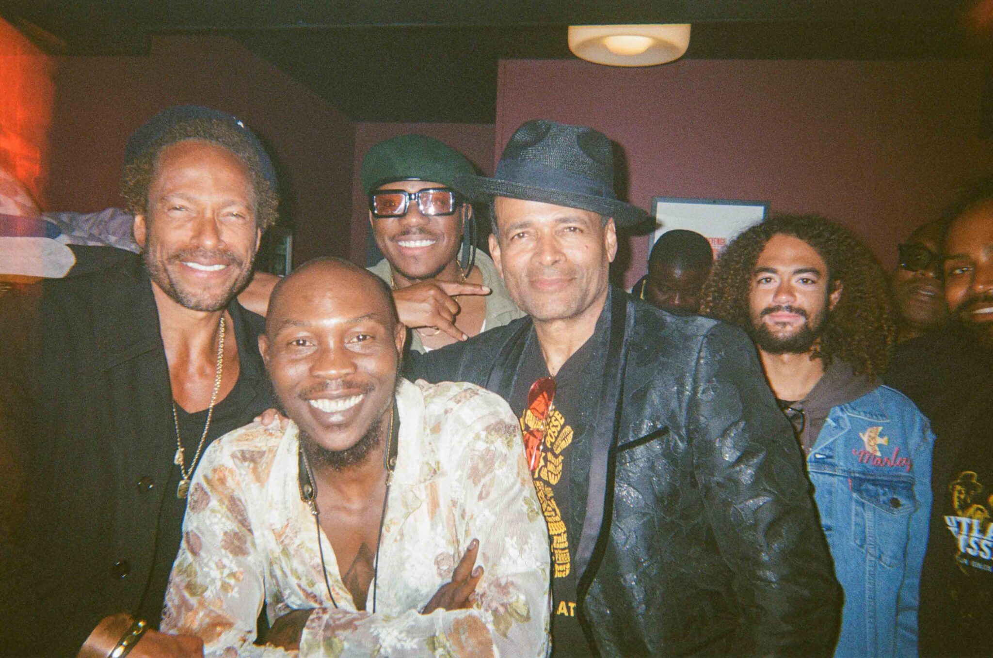 Group celebration backstage